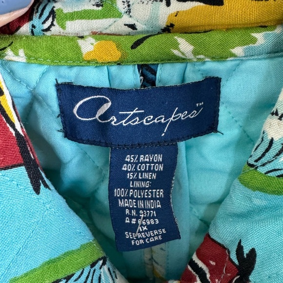 Artscapes Womens European City Print Quilted Snap Rayon Cotton Jacket 1X - Picture 4 of 4